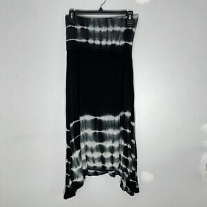 RAVIYA Black and White Tie Dye Asymmetrical Fold Over Skirt Size Small